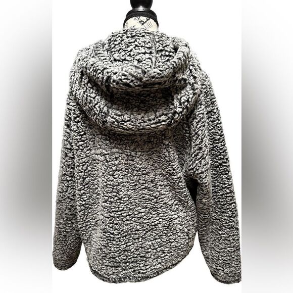 Victoria's Secret PINK Womens Gray Sherpa Full Zip Hooded Sweater Size Medium - Picture 2 of 4